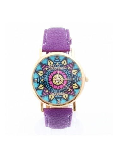 Лилав часовник с цветен циферблат