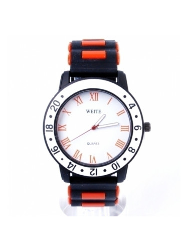 Черен часовник с оранжев кант