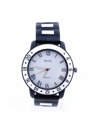 Черен часовник с бял кант
