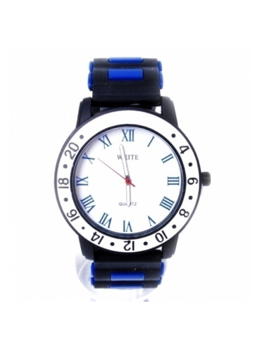 Черен часовник със син кант
