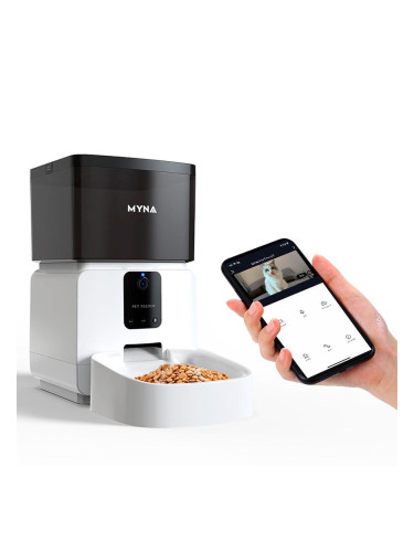 Автоматичен диспенсър за храна за кучета и котки с WiFi приложение и камера