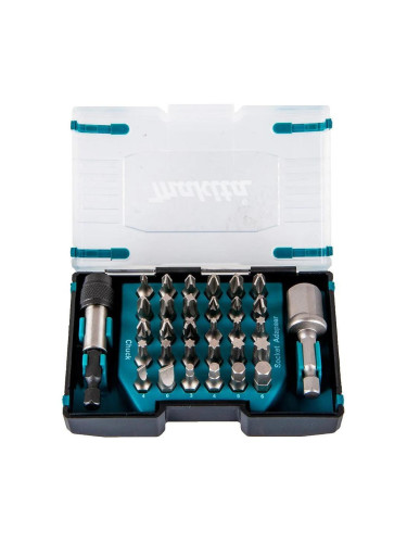 Битове с магнитен държач и адаптер, 32 части, PH/PZ/TX/SL/H, Makita D-65084