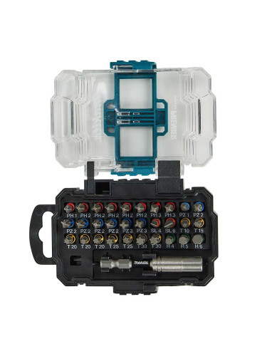 Комплект накрайници/битове с магнитен държач, 31 части, PH/PZ/TX/SL/H, Makita E-13552 Impact Premier