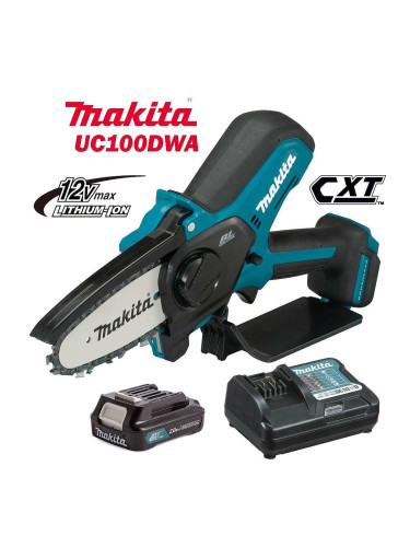 Мини акумулаторна резачка Makita UC100DWA, 12V, CXT, 2Ah, 10 см, .325", безчетков мотор