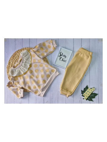 Ватиран бебешки комплект Yellow Dots & Lace