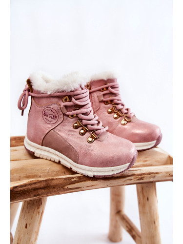 Children's insulated zippered boots Big Star KK374177 Pink