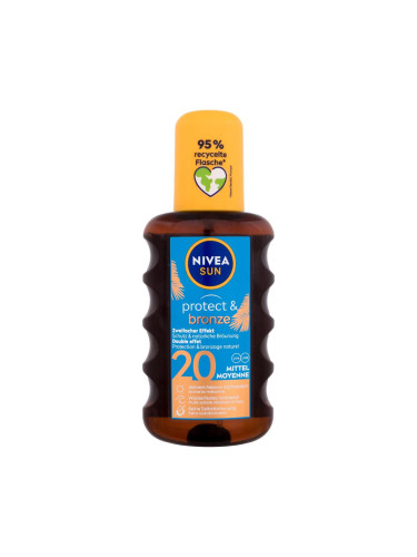 Nivea Sun Protect & Bronze Oil Spray SPF20 Слънцезащитна козметика за тяло 200 ml