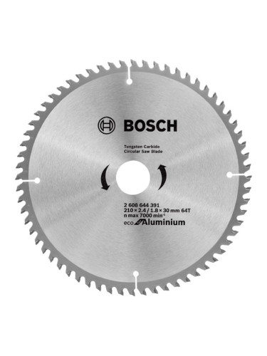 Диск Bosch Eco for Aluminium циркулярен HM за алуминий 210мм, 64 зъби