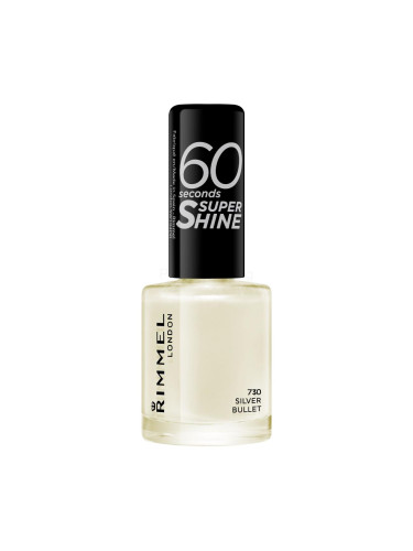 Rimmel London 60 Seconds Super Shine Лак за нокти за жени 8 ml Нюанс 730 Silver Bullet