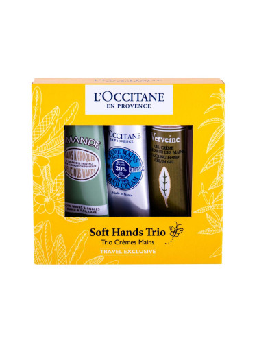 L'Occitane Soft Hands Trio Подаръчен комплект крем за ръце 30 ml + крем за ръце Shea Butter 30 ml + крем за ръце Verveine 30 ml