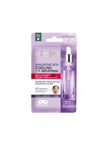 L'Oréal Paris Revitalift Filler HA Cooling Tissue Eye Serum-Mask Маска за очи за жени 11 гр