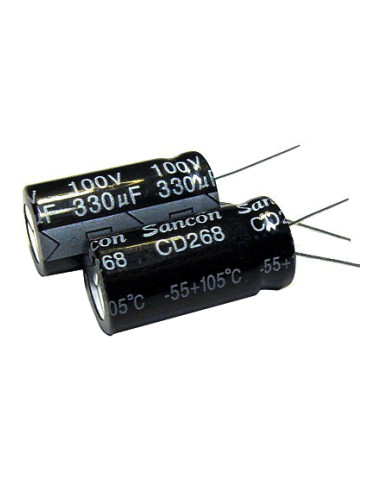 Кондензатор електролитен 330uF, 63V, THT, Ф13x21mm