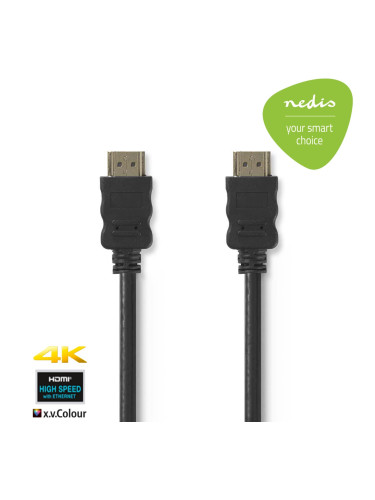 HDMI кабел, HDMI-HDMI, 5m, черен, 4K 30Hz, Ethernet, NEDIS