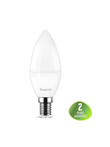 LED лампа, 7W, E14, C37, 230VAC, 560lm, 3000K, топлобяла, свещ, BA09-00710