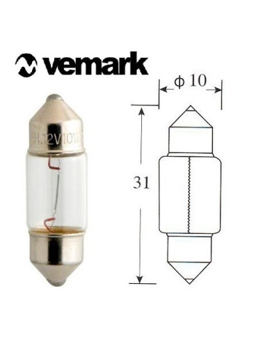 Автомобилна лампа, 12VDC, 5W, C5W, SV8.5-8, 31mm