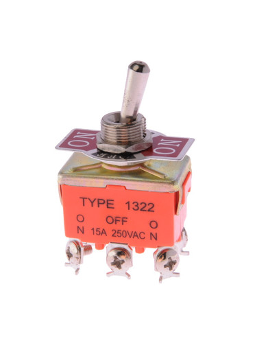 ЦК ключ 15А/250VAC, DP3T, ON-OFF-ON, 6 извода