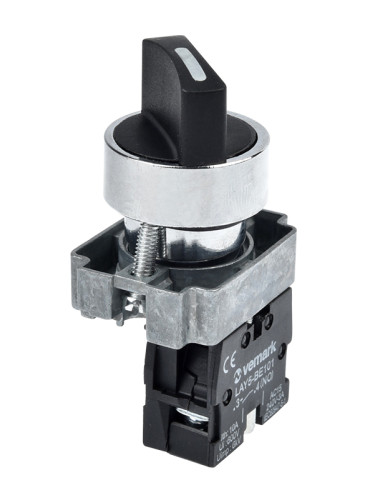 Панелен превключвател, ротационен, ф22mm, 10A/240VAC, 2 позиции, SPST, LAY5-BD21