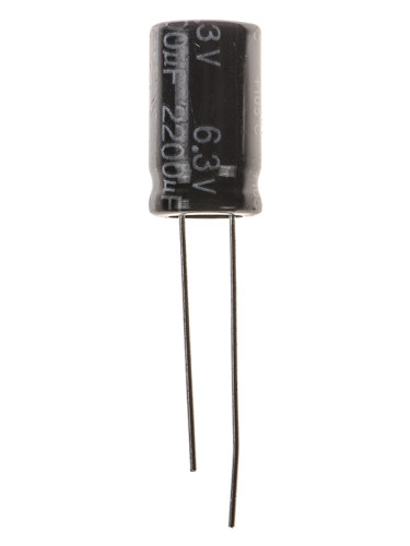 Кондензатор електролитен 2200uF, 6.3V, THT, ф10x15mm, Low ESR, нисък импеданс