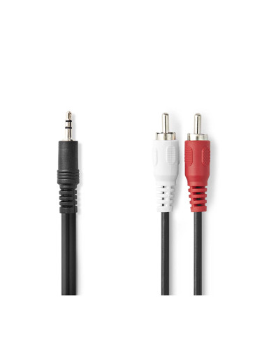 Кабел stereo 3.5mm/M-2xRCA/M, черен, 2m