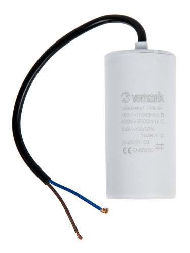 Работен кондензатор, 450VAC, 60uF, 85°C, с кабел, CBB60