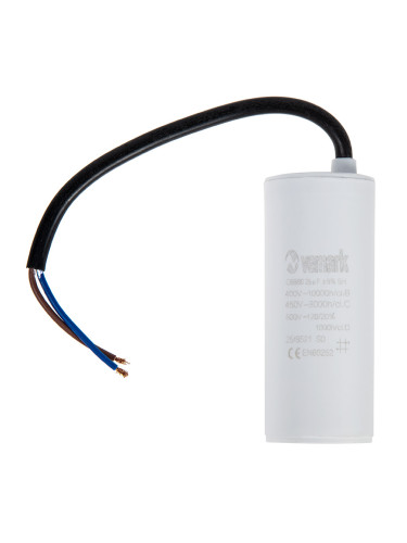 Работен кондензатор, 450VAC, 25uF, 70°C, кабели с отвор M4