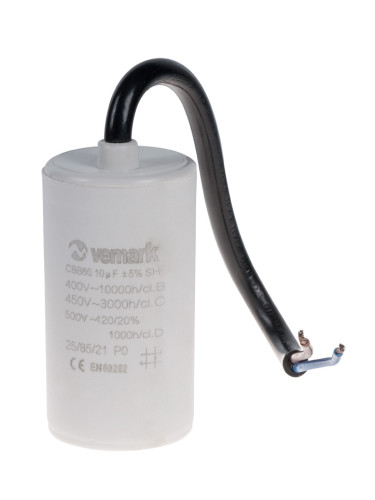 Работен кондензатор, 450VAC, 10uF, 85°C, с кабел, CBB60SH