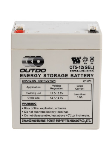 Тягов акумулатор 12V, 5Ah, гелов, OT5-12(GEL)/CD, OUTDO