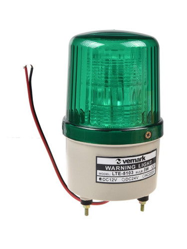Сигнална LED лампа LTE-5103-12, 12VDC, 3W, зелена, VEMARK