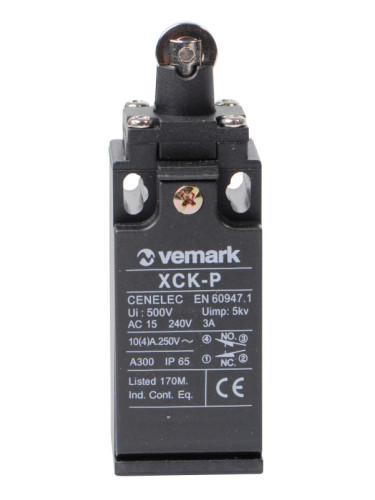 Краен изключвател XCK-P102, DPST-NO+NC, 10(4)A/250VAC, щифт с ролка