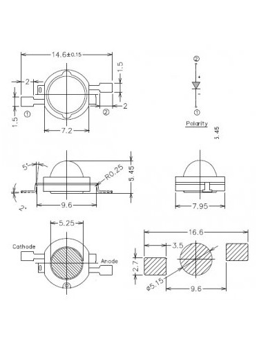 LED диод, ф8mm, SMD, жълт, 700mА, 3W, 80lm