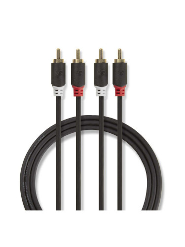Кабел, 2x RCA/M - 2x RCA/M, 10m, CABW24200AT100, NEDIS