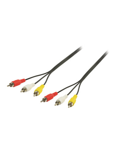 Кабел 3xRCA - 3xRCA, 10m, черен, CVGP24300BK100, NEDIS