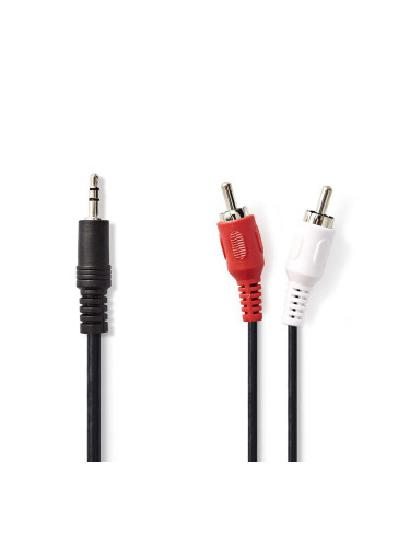 Кабел stereo 3.5mm/M - 2xRCA/М, черен, 1m