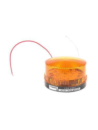 Сигнална мини LED лампа, жълта, 220 VAC, 2 W, LTE-5061, строб, VEMARK