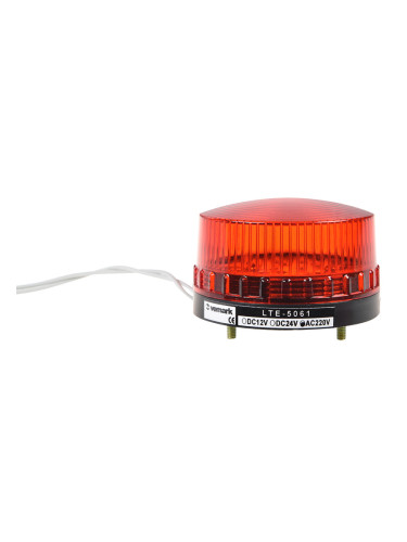 Сигнална мини LED лампа, червена, 220 VAC, 2 W, LTE-5061, строб, VEMARK