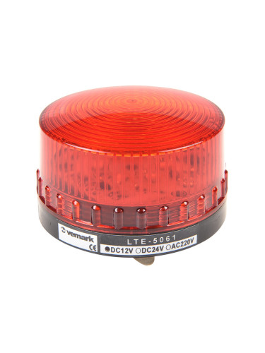 Сигнална мини LED лампа червена, 24VDC, 2W LTE-5061, строб