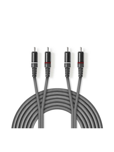 Кабел, 2xRCA/m-2xRCA/m, 1.5m, сив, COTH24200GY15, NEDIS