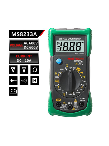 Мултицет MS8233A - Дигитален, VDC, VAC, ADC, Ohm, MASTECH