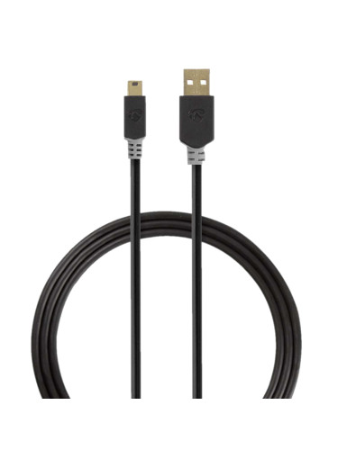 Преходен кабел USB-A/M - miniUSB/M, 2m, черен, CCBW60300AT20, NEDIS