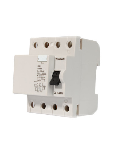 Дефектнотокова защита, 3P+N, 63A, 300mA, 380VAC, Vemark