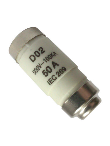 Предпазител керамичен, D02, 50A, Ф15х36mm, 380-500VAC