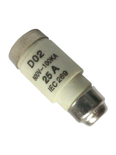Предпазител керамичен, D02, 25A, Ф15х36mm, 500VAC