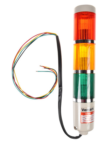 Сигнална колона, LTA205-3Т, 24 VDC, 5 W, червен, жълт, зелен цвят, VEMARK