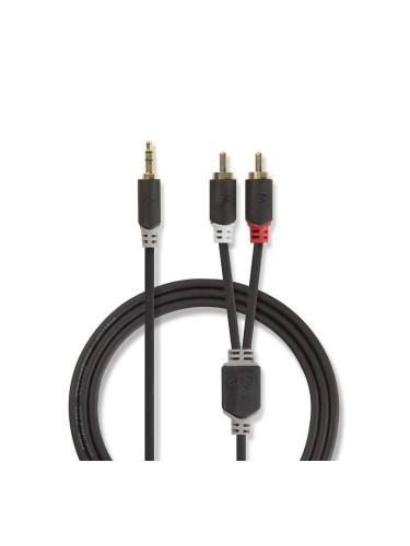 Кабел stereo 3.5mm/M-2xRCA, черен, 2m