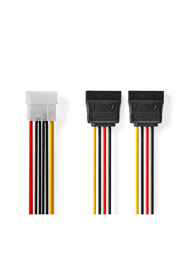 Захранващ кабел, Molex/m - 2xSATA 15pin/f, 150mm, CCGB73520VA015, NEDIS