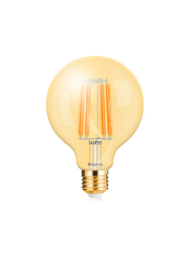 LED filament лампа, 6W, Е27, G95, 230VAC, 540lm, 2200K, топлобяла, amber, глобус, BB47-00620