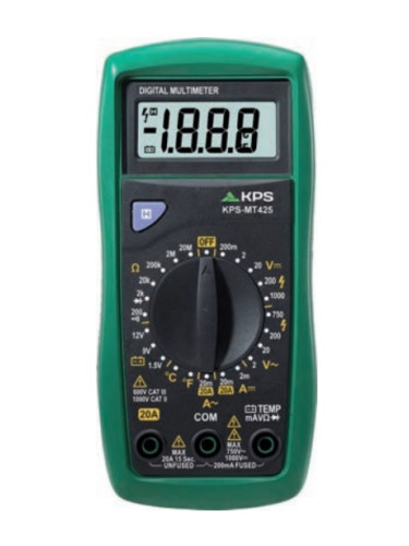 Мултицет KPS-MT425 - Дигитален, LCD (4000), Vdc, Vac, Adc, Aac, Ohm, °C, KPS
