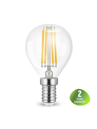 LED filament лампа, 4W, P45, E14, 230VAC, 400lm, 2700K, топлобяла, топче, BA37-00410