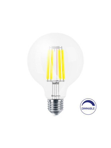 LED filament лампа, 8W, E27, G95, 230VAC, 806lm, 3000K, топлобяла, сфера, BA41-60820, димируема