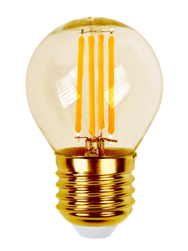 LED filament лампа, 4W, E27, G45, 230VAC, 360lm, 2200K, топлo бяла, топче, BB37-00420